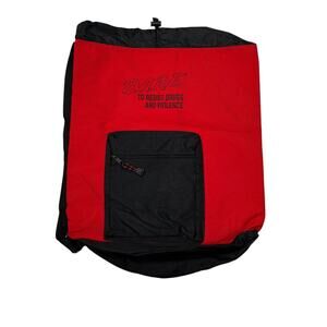 Vintage 90s DARE Drawstring Backpack Cinch Sack Bucket Shoulder Bag Red Black